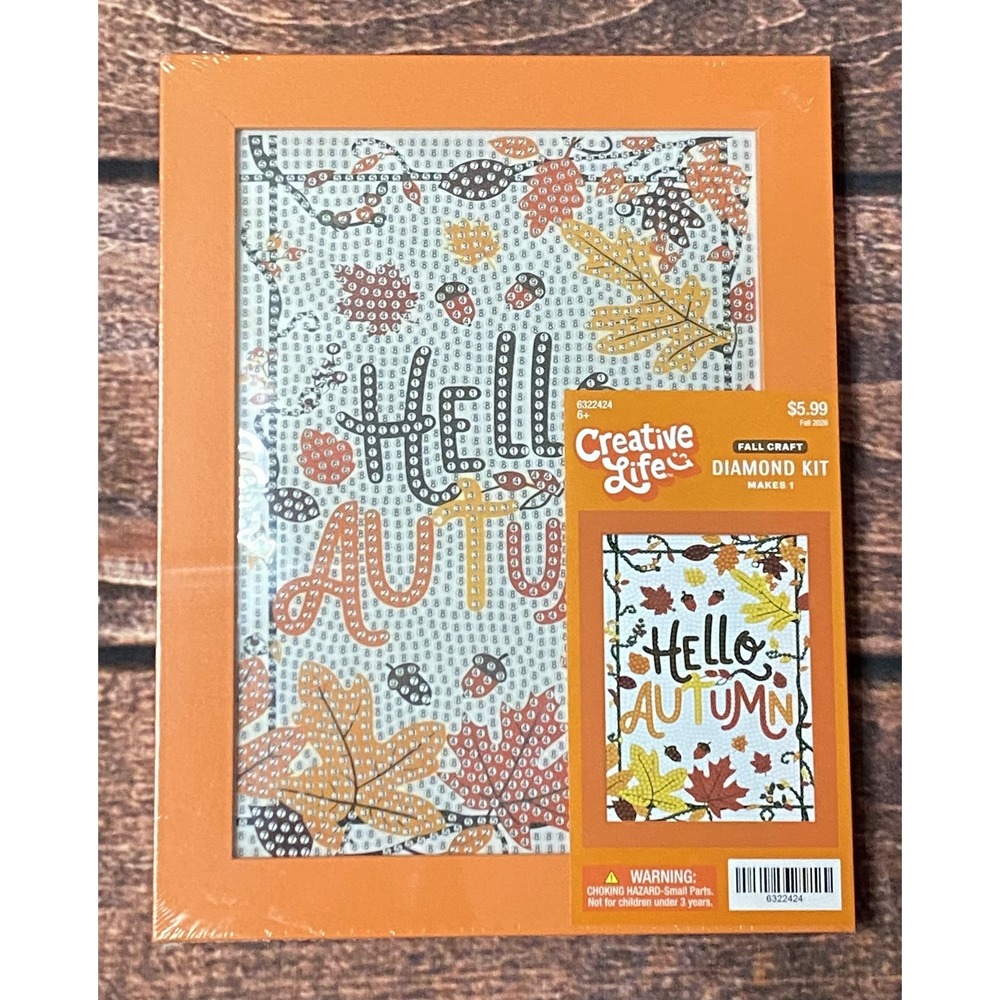 Hello Autumn Rectangle Diamond Painting Kit in Frame Hobby Lobby New